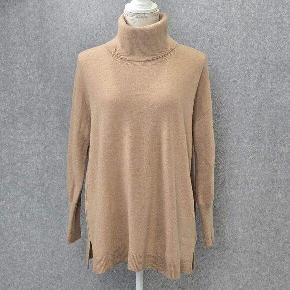 Joie Womens Small Wool Cashmere Camel Beige Long Sleeve Turtleneck Sweater - Picture 2 of 13